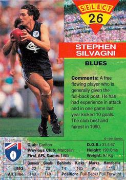 1994 Select AFL #26 Stephen Silvagni Back